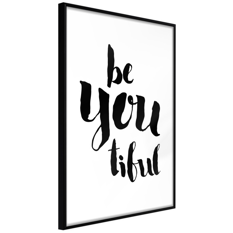 Wall Poster Be-you-tiful - simple black and white composition with English quotes 128917 additionalImage 8