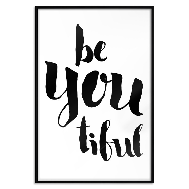 Wall Poster Be-you-tiful - simple black and white composition with English quotes 128917 additionalImage 16