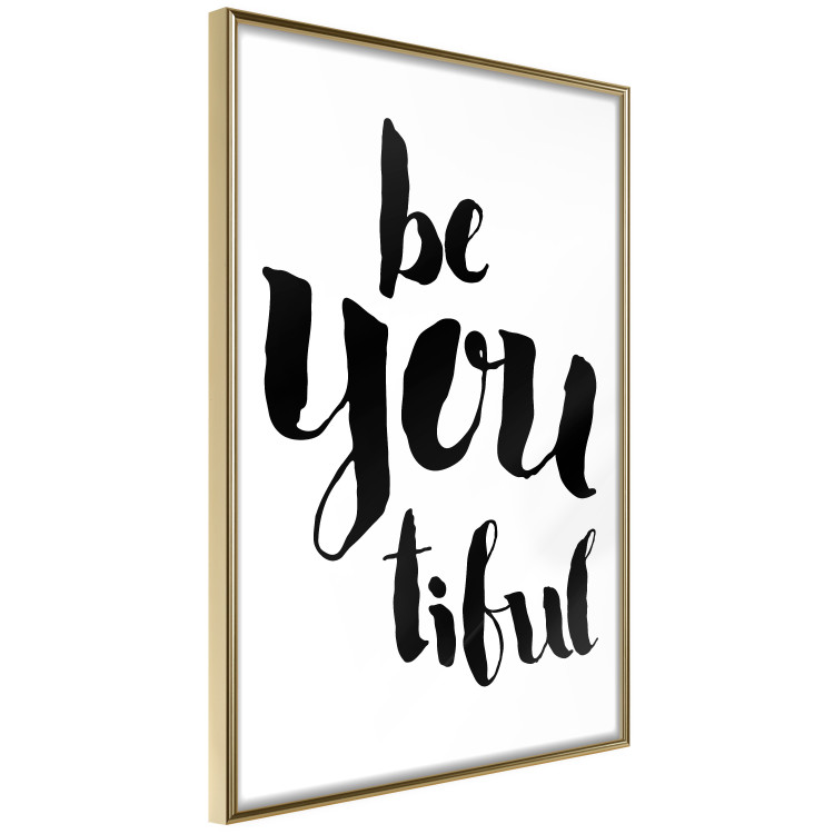 Wall Poster Be-you-tiful - simple black and white composition with English quotes 128917 additionalImage 12