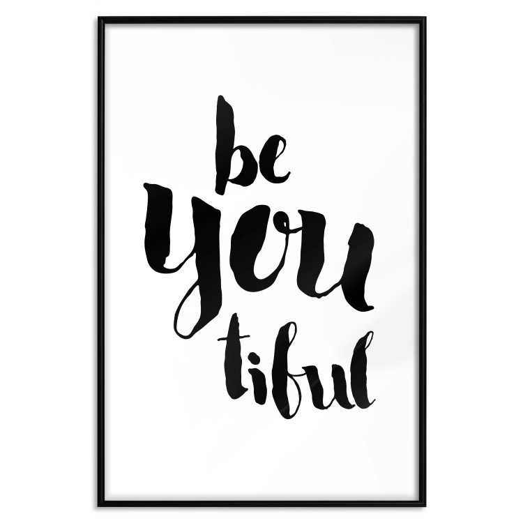 Wall Poster Be-you-tiful - simple black and white composition with English quotes 128917 additionalImage 15