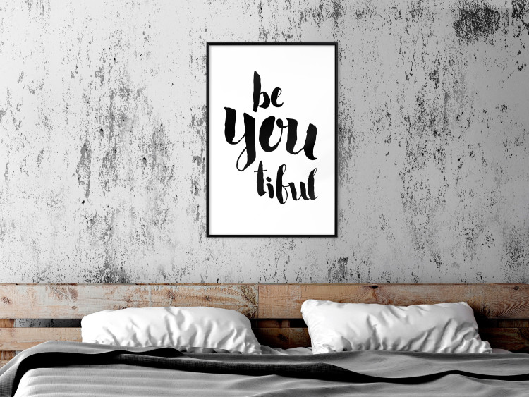 Wall Poster Be-you-tiful - simple black and white composition with English quotes 128917 additionalImage 18