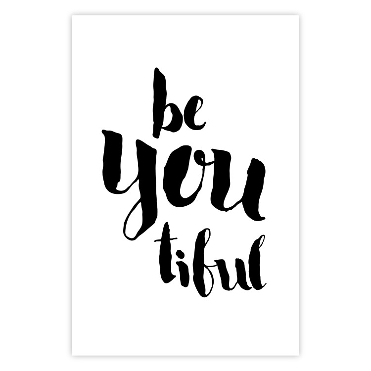 Wall Poster Be-you-tiful - simple black and white composition with English quotes 128917 additionalImage 19