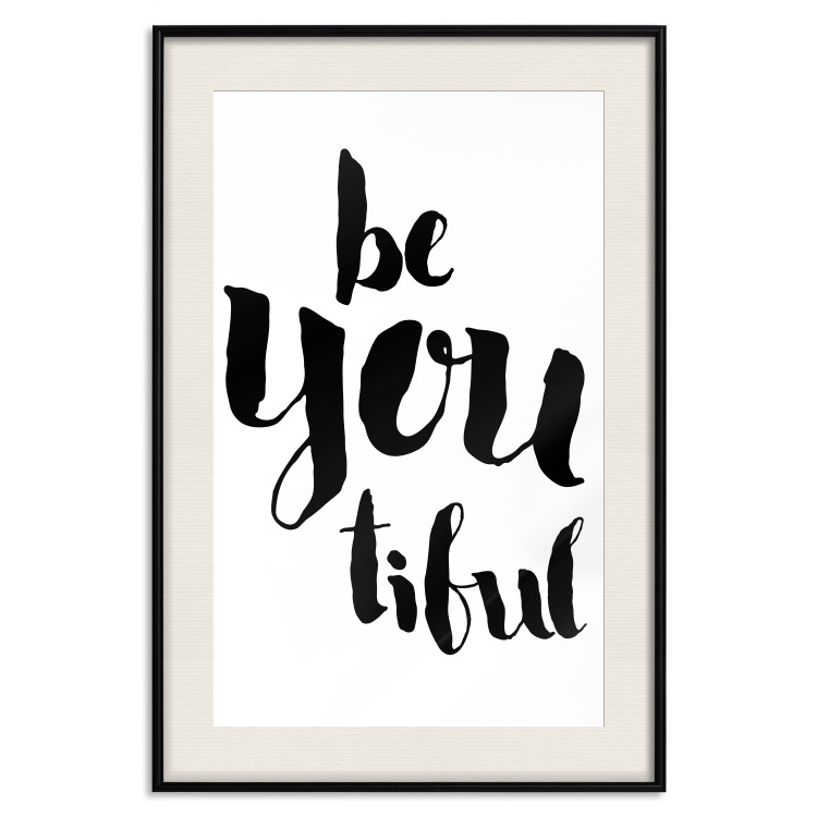 Wall Poster Be-you-tiful - simple black and white composition with English quotes 128917 additionalImage 19