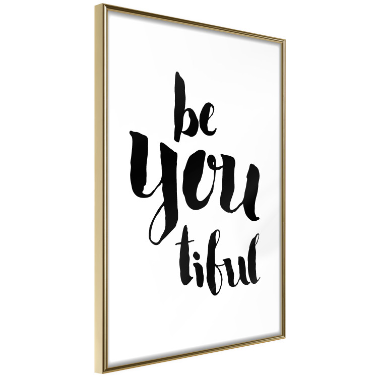 Wall Poster Be-you-tiful - simple black and white composition with English quotes 128917 additionalImage 9