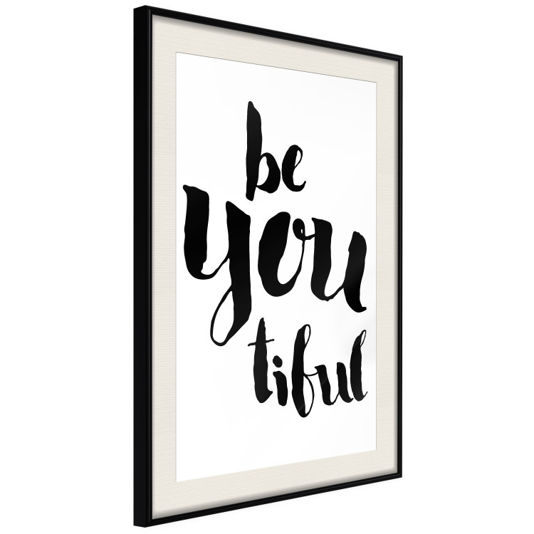 Wall Poster Be-you-tiful - simple black and white composition with English quotes 128917 additionalImage 2