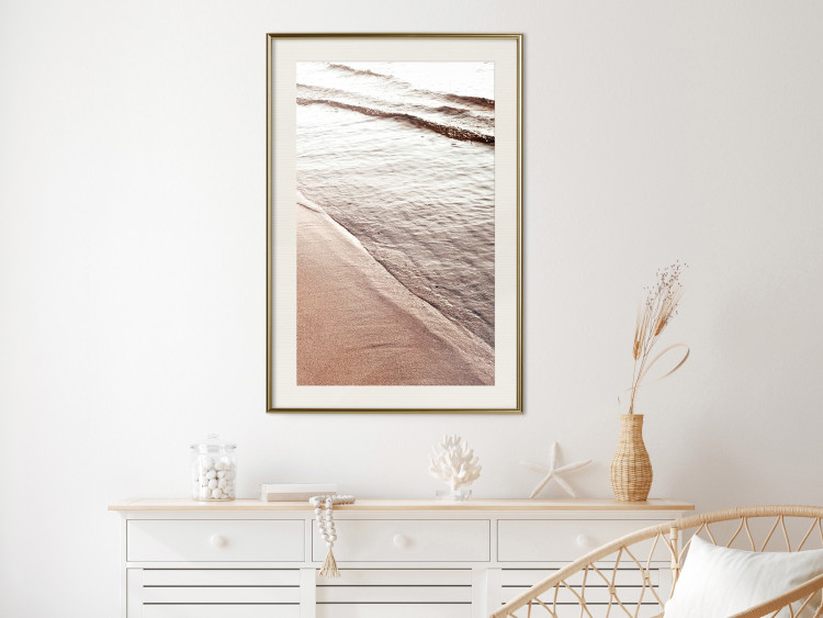 Poster September Rhythm - beach and sea landscape with sepia waves 129717 additionalImage 22