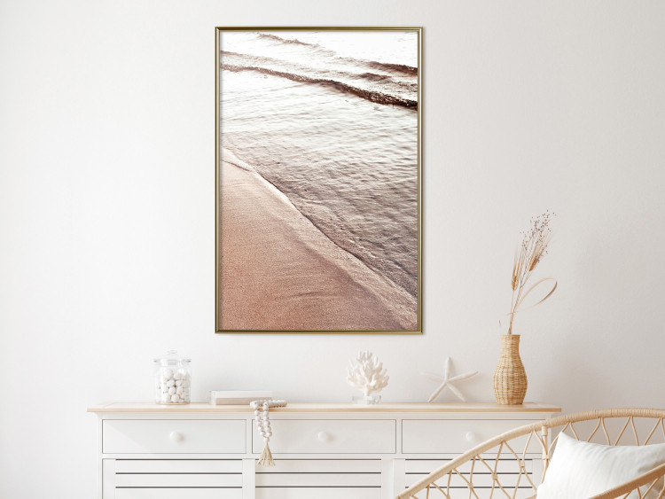 Poster September Rhythm - beach and sea landscape with sepia waves 129717 additionalImage 5
