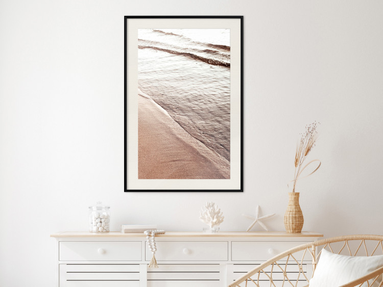 Poster September Rhythm - beach and sea landscape with sepia waves 129717 additionalImage 24