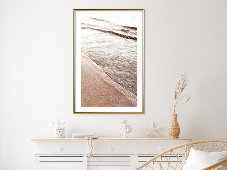 Poster September Rhythm - beach and sea landscape with sepia waves 129717 additionalImage 13
