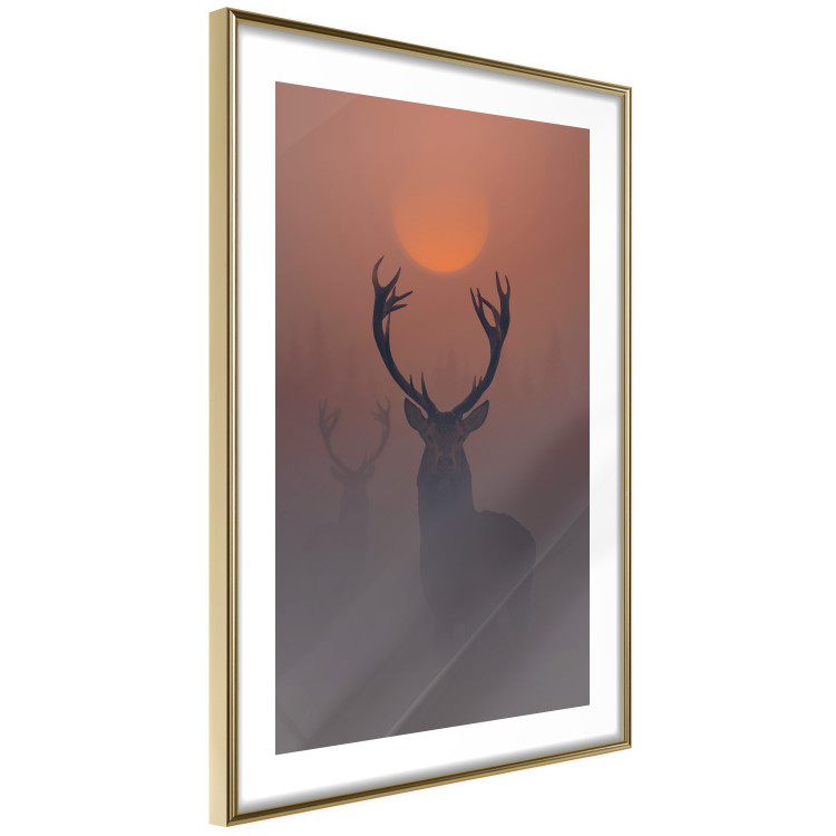 Wall Poster Deer in the Mist - animal against a sunset backdrop during mist 129917 additionalImage 11