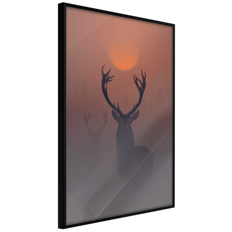 Wall Poster Deer in the Mist - animal against a sunset backdrop during mist 129917 additionalImage 2