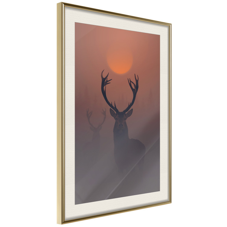 Wall Poster Deer in the Mist - animal against a sunset backdrop during mist 129917 additionalImage 14