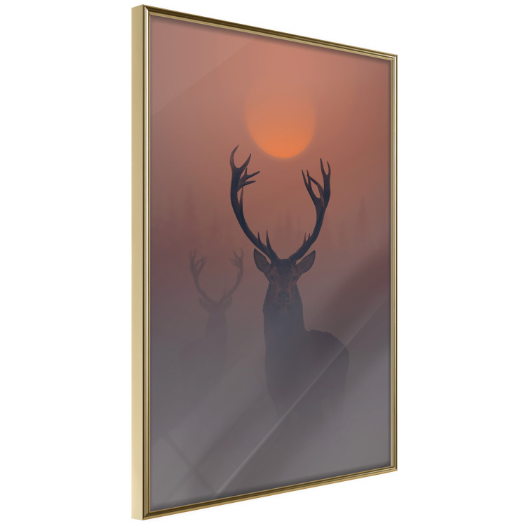 Wall Poster Deer in the Mist - animal against a sunset backdrop during mist 129917 additionalImage 3