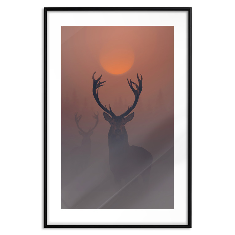 Wall Poster Deer in the Mist - animal against a sunset backdrop during mist 129917 additionalImage 15