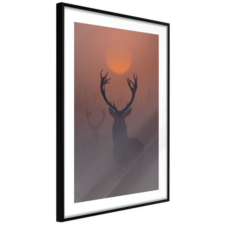 Wall Poster Deer in the Mist - animal against a sunset backdrop during mist 129917 additionalImage 12