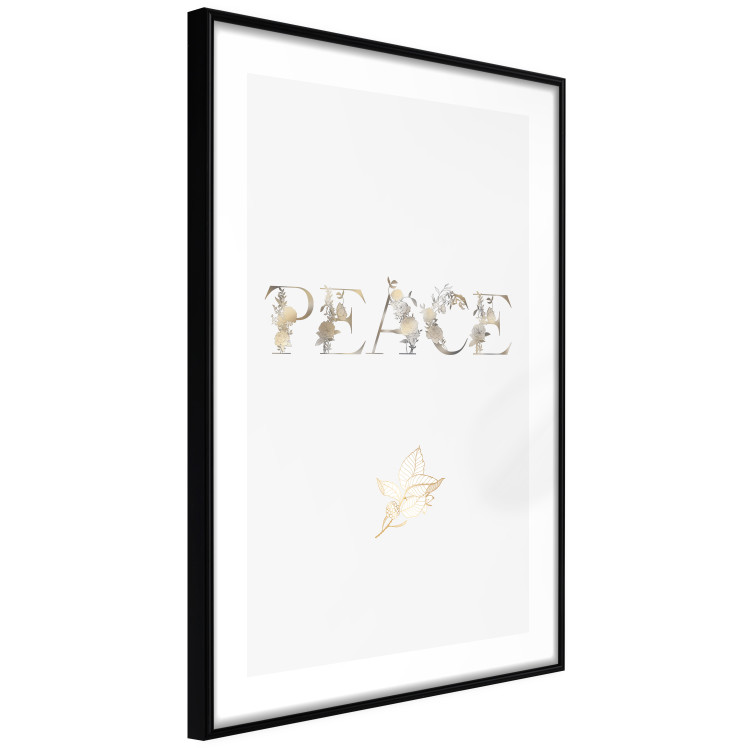 Wall Poster Peace - golden English text on a solid white background 131917 additionalImage 8