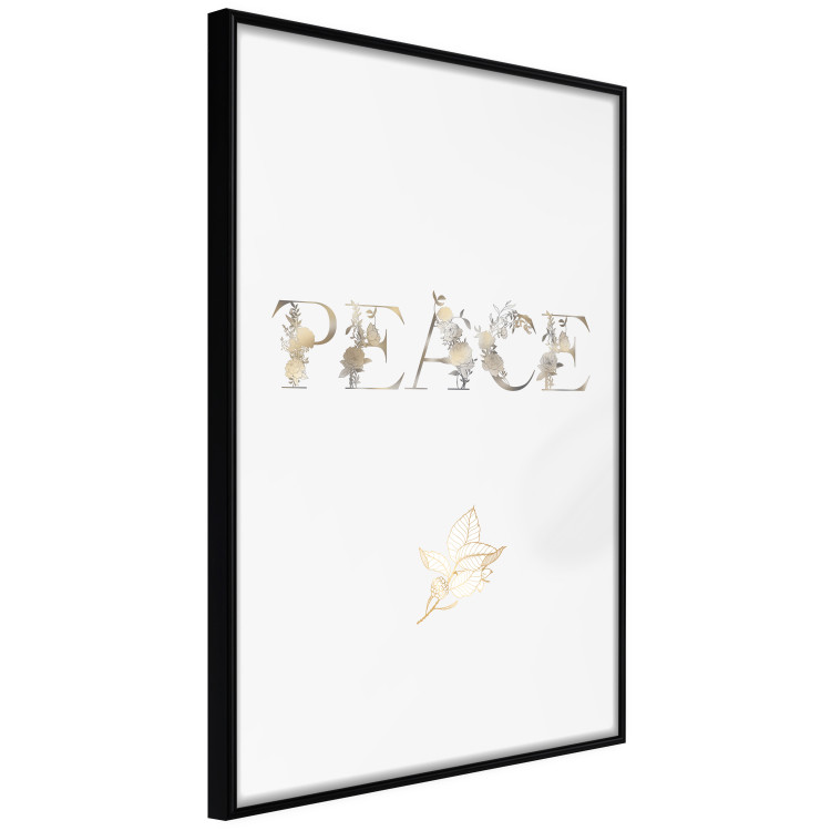 Wall Poster Peace - golden English text on a solid white background 131917 additionalImage 11