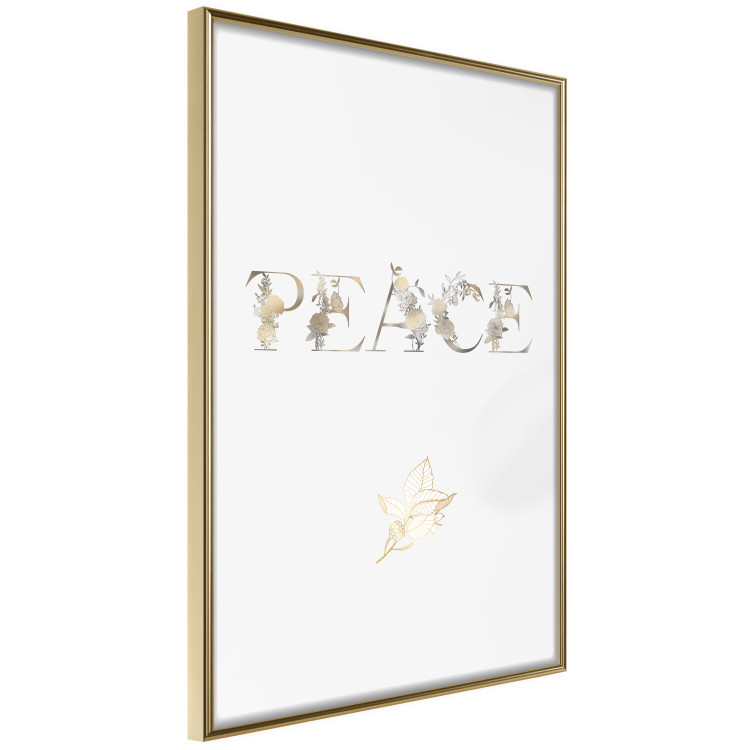Wall Poster Peace - golden English text on a solid white background 131917 additionalImage 12