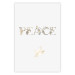 Wall Poster Peace - golden English text on a solid white background 131917