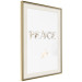 Wall Poster Peace - golden English text on a solid white background 131917 additionalThumb 3