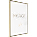 Wall Poster Peace - golden English text on a solid white background 131917 additionalThumb 9