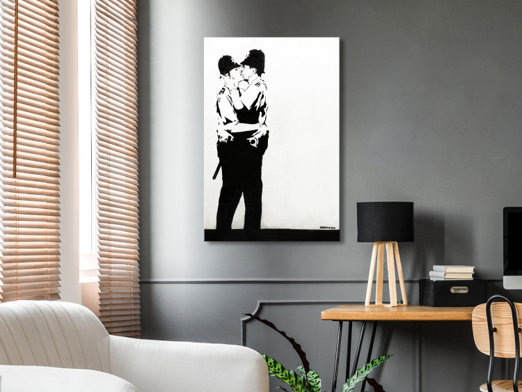 Canvas Print Kiss of two policemen - youth street art graphic 132417 additionalImage 3