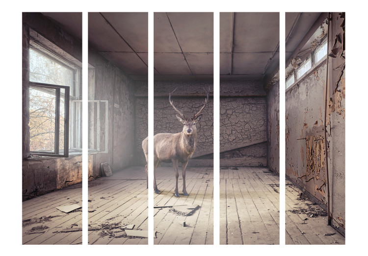 Room Separator Lost II (5-piece) - fantasy with deer and architecture in the background 132617 additionalImage 3