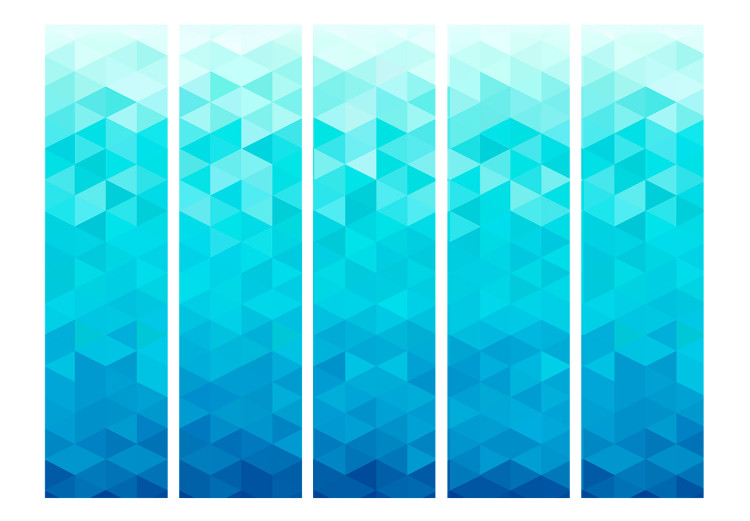 Room Divider Screen Azure Pixel II (5-piece) - geometric blue mosaic 132717 additionalImage 3