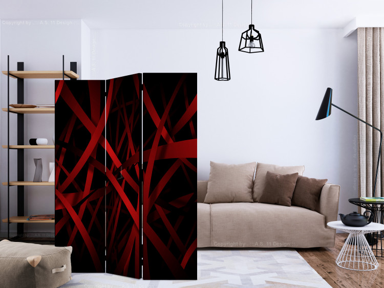 Room Separator Fear of Darkness (3-piece) - red-black 3D abstraction 132817 additionalImage 4