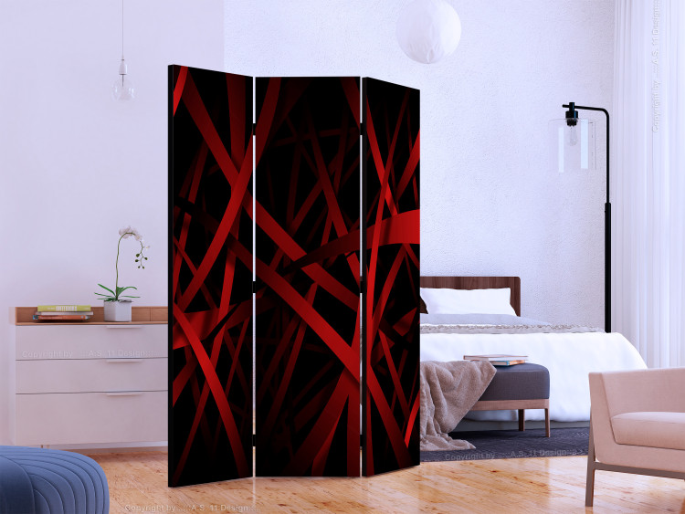 Room Separator Fear of Darkness (3-piece) - red-black 3D abstraction 132817 additionalImage 2
