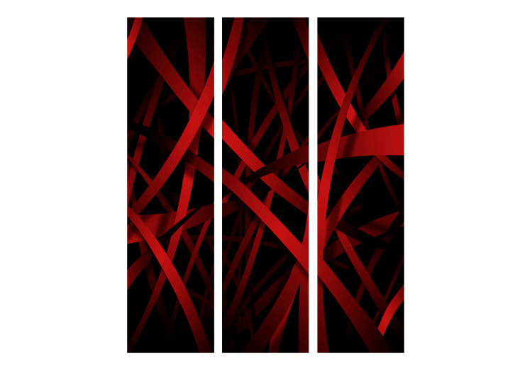 Room Separator Fear of Darkness (3-piece) - red-black 3D abstraction 132817 additionalImage 3