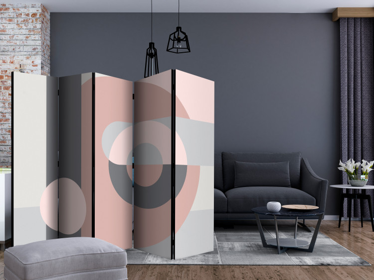 Room Divider Screen Geometric Abstraction (Pink) II (5-piece) - cheerful colorful background 133217 additionalImage 4