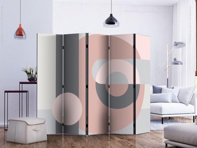 Room Divider Screen Geometric Abstraction (Pink) II (5-piece) - cheerful colorful background 133217 additionalImage 2