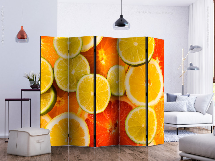 Folding Screen Citrus Fruits II (5-piece) - pattern in orange tropical fruits 133317 additionalImage 2