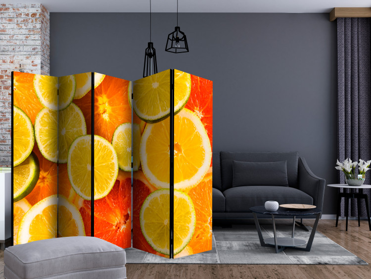 Folding Screen Citrus Fruits II (5-piece) - pattern in orange tropical fruits 133317 additionalImage 4