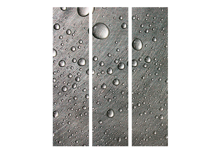 Room Divider Screen Steel Surface with Water Drops (3-piece) - gray composition 133417 additionalImage 3