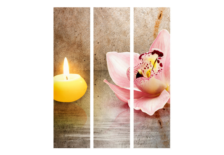 Room Separator Romantic Evening - orchid flower next to a candle in a zen motif 133917 additionalImage 3