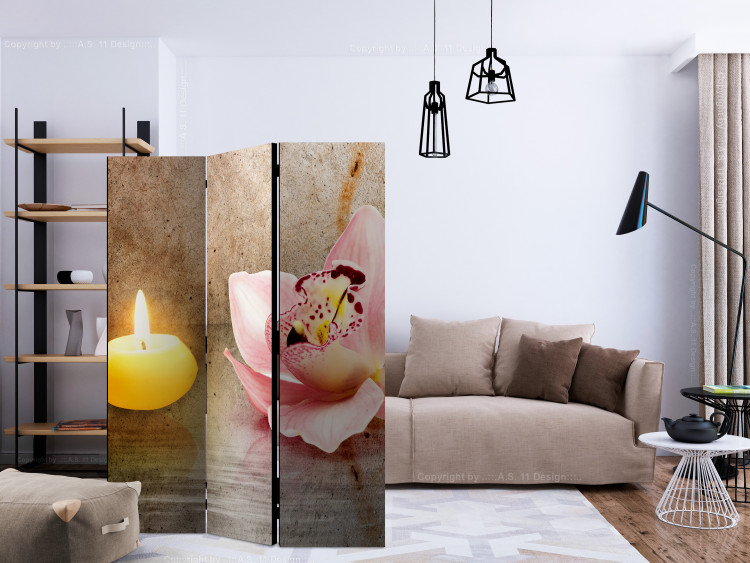 Room Separator Romantic Evening - orchid flower next to a candle in a zen motif 133917 additionalImage 4