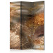Room Divider Screen Dandelion World (3-piece) - elegant golden abstraction in flowers 134317