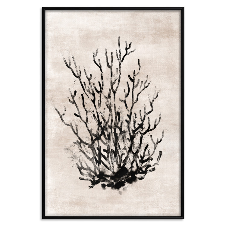 Wall Poster Watery Thicket - marine and black plant composition on a light beige background 134517 additionalImage 18