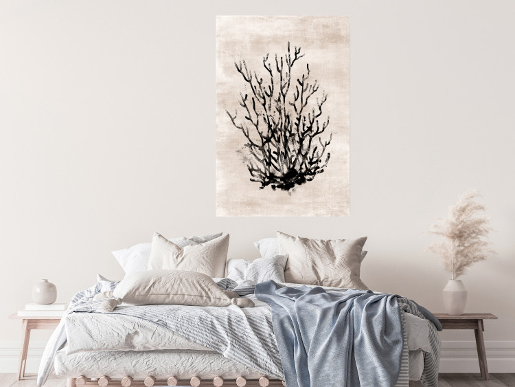 Wall Poster Watery Thicket - marine and black plant composition on a light beige background 134517 additionalImage 4
