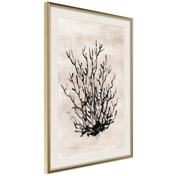 Wall Poster Watery Thicket - marine and black plant composition on a light beige background 134517 additionalImage 3