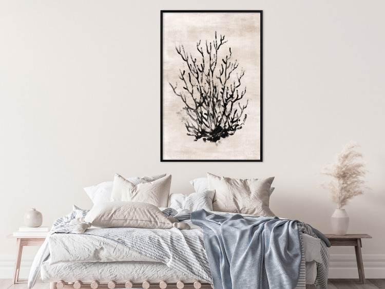 Wall Poster Watery Thicket - marine and black plant composition on a light beige background 134517 additionalImage 4