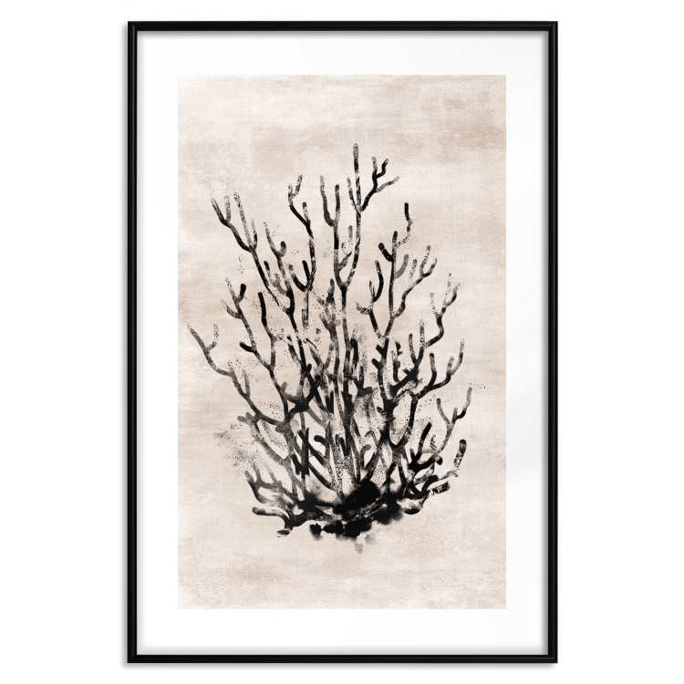 Wall Poster Watery Thicket - marine and black plant composition on a light beige background 134517 additionalImage 17