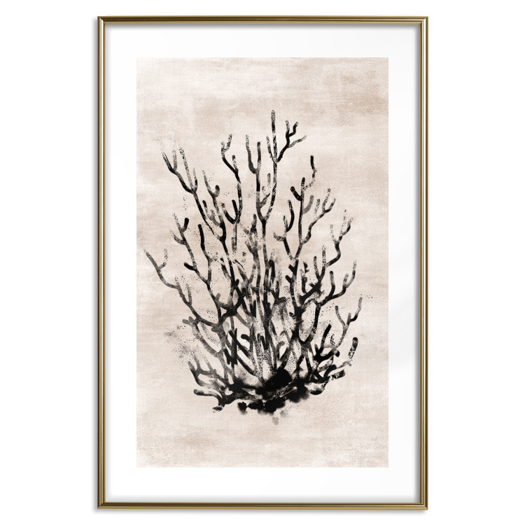 Wall Poster Watery Thicket - marine and black plant composition on a light beige background 134517 additionalImage 14