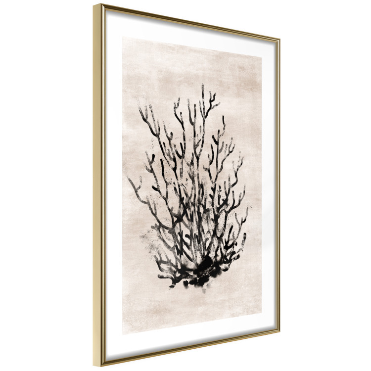 Wall Poster Watery Thicket - marine and black plant composition on a light beige background 134517 additionalImage 9