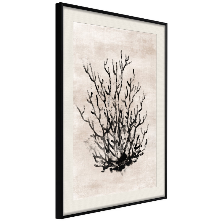 Wall Poster Watery Thicket - marine and black plant composition on a light beige background 134517 additionalImage 2