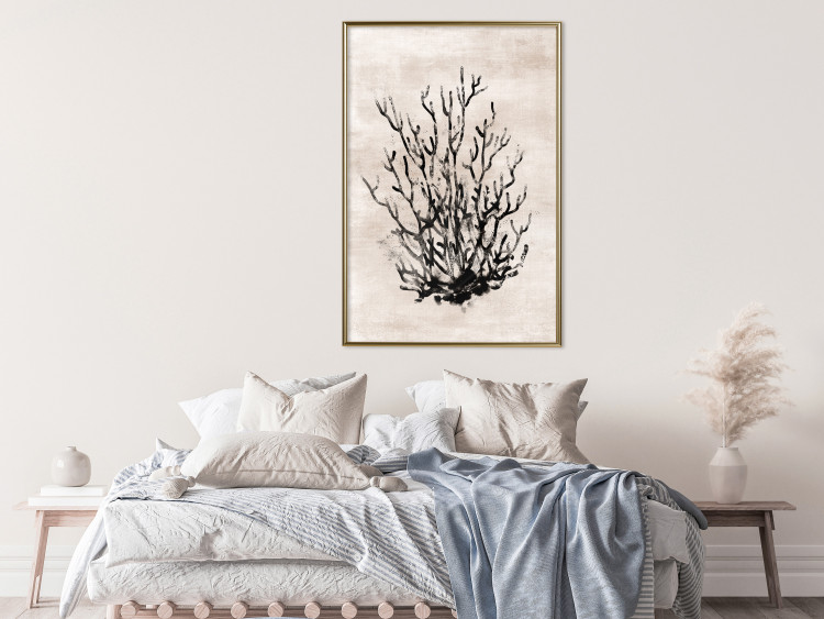 Wall Poster Watery Thicket - marine and black plant composition on a light beige background 134517 additionalImage 7