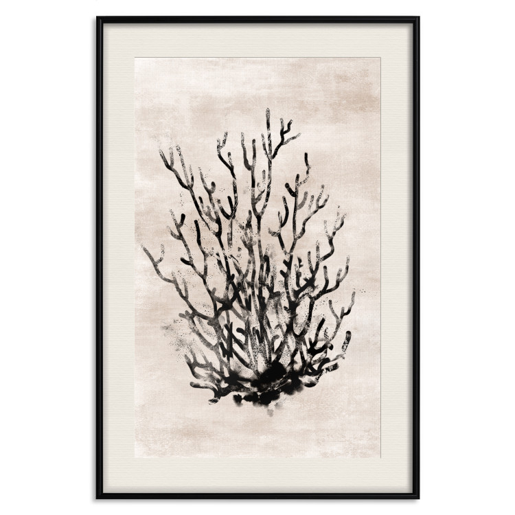 Wall Poster Watery Thicket - marine and black plant composition on a light beige background 134517 additionalImage 19