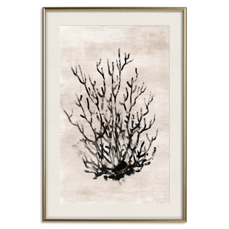Wall Poster Watery Thicket - marine and black plant composition on a light beige background 134517 additionalImage 20